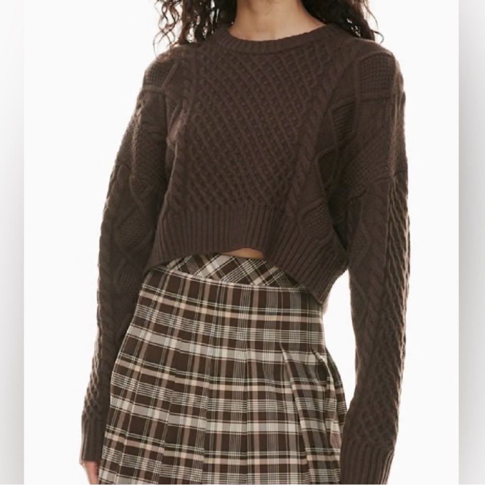 Sunday Best by Aritzia Peggy Knit Sweater in Chocolate Brown, Size Medium